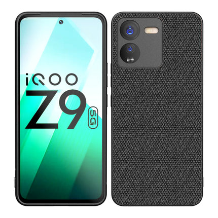 Mobizang Soft Full Fabric Protective Back Case Cover for IQOO Z9 | Shockproof Slim Hard Anti Slip Back Case (Black)