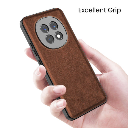 Mobizang Tux Leather Back Cover for Oppo F29 5G | Slim Shockproof Camera Protection Bumper Case (Brown)