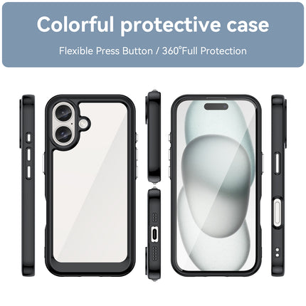 Mobizang Unicorn Acrylic Clear Back Cover For Apple iPhone 16 | Slim Shockproof [Military Grade Protection] Hybrid Bumper Case (Black Sides)