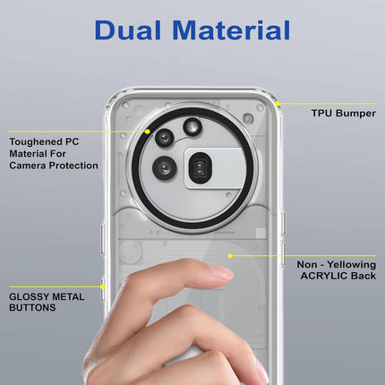 Mobizang Warrior Acrylic Clear Back Cover For Nothing Phone 3A Pro | Slim Shockproof [Military Grade Protection] Hybrid Bumper Case (Clear Sides)