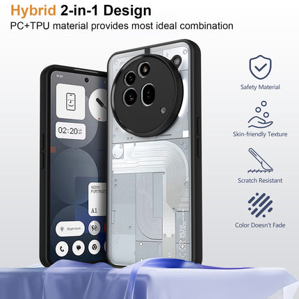 Mobizang Hawkeye Clear Back Cover for Nothing Phone 3A Pro | Camera Lens Protector Shockproof Slim Clear Case Cover (Black Sides)
