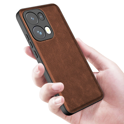 Mobizang Tux Leather Back Cover for Oppo Reno 13 Pro | Slim Shockproof Camera Protection Bumper Case (Brown)