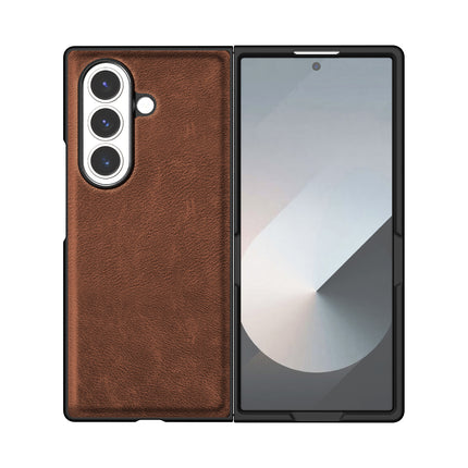 Mobizang Tux Leather Back Cover for Samsung Galaxy Z Fold 7 | Slim Shockproof Camera Protection Bumper Case (Brown)