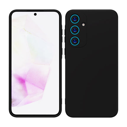 Mobizang Matte Protective Lens Flexible Back Cover for Samsung Galaxy A35 (5G) | Slim Silicone with Soft Lining Shockproof Full Body Bumper Case (Black)