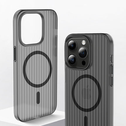 Mobizang Matte Magnetic Wave Grip Back Cover for Apple iPhone 16 | [MagSafe Compatible] Wireless charging, Slim, Metal Buttons, Frosted Back Case (Grey)