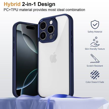 Mobizang Hawkeye Clear Back Cover for Apple iPhone 16 Pro | Camera Lens Protector Shockproof Slim Clear Case Cover (Blue Sides)