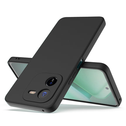 Mobizang Matte Protective Lens Flexible Back Cover for IQOO Z9X | Slim Silicone with Soft Lining Shockproof Full Body Bumper Case (Black)