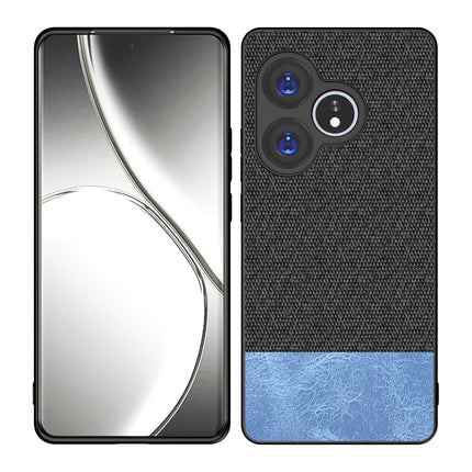 Mobizang Soft Fabric & Leather Hybrid Protective Back Cover for Realme GT 6 / GT 6T | Shockproof Slim Hard Anti Slip Back Case (Black,Blue)