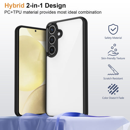 Mobizang Hawkeye Clear Back Cover for Samsung Galaxy S25 | Camera Lens Protector Shockproof Slim Clear Case Cover (Black Sides)