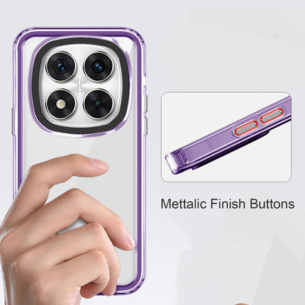 Mobizang Warrior Acrylic Clear Back Cover For Redmi Note 14 Pro (5G) | Slim Shockproof [Military Grade Protection] Hybrid Bumper Case (Purple Sides)