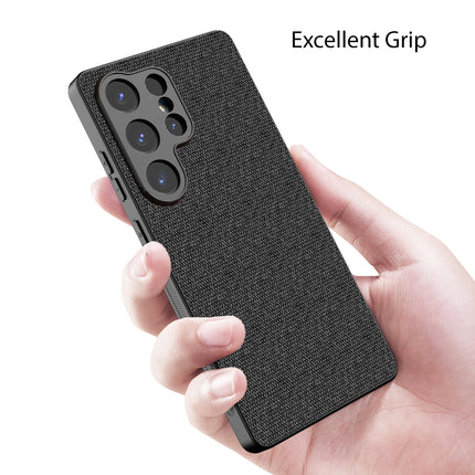 Mobizang Soft Full Fabric Protective Back Case Cover for Samsung Galaxy S25 Ultra | Shockproof Slim Hard Anti Slip Back Case (Black)