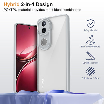 Mobizang Hawkeye Clear Back Cover for Vivo V50 5G | Camera Lens Protector Shockproof Slim Clear Case Cover (Grey Sides)