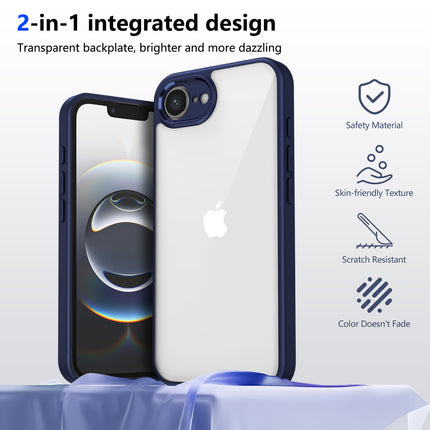 Mobizang Hawkeye Clear Back Cover for Apple iPhone 16E | Camera Lens Protector Shockproof Slim Clear Case Cover (Blue Sides)