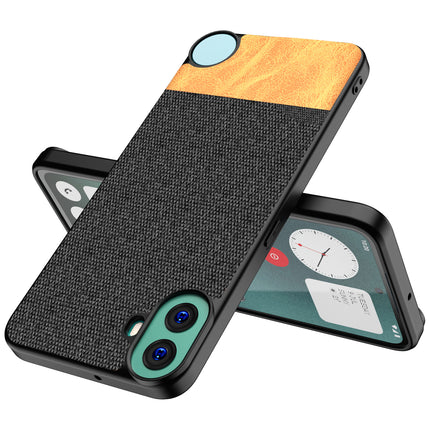 Mobizang Soft Fabric & Leather Hybrid Protective Back Cover for Nothing CMF Phone 1 | Shockproof Slim Hard Anti Slip Back Case (Black,Brown)