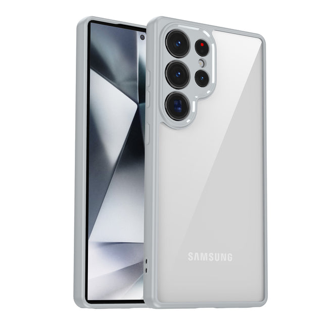 Mobizang Hawkeye Clear Back Cover for Samsung Galaxy S25 Ultra | Camera Lens Protector Shockproof Slim Clear Case Cover (Grey Sides)