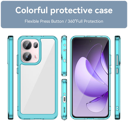Mobizang Unicorn Acrylic Clear Back Cover For Oppo Reno 13 Pro 5G | Slim Shockproof [Military Grade Protection] Hybrid Bumper Case (Blue Sides)