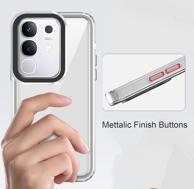 Mobizang Warrior Acrylic Clear Back Cover For Vivo T4X 5G | Slim Shockproof [Military Grade Protection] Hybrid Bumper Case (Clear Sides)