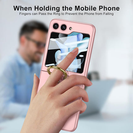 Mobizang Ultra Thin PC Ring Back Case for Samsung Galaxy Flip6 / Z Flip 6 | Shockproof Slim Hard Protective Cover (Pink)