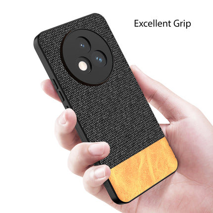 Mobizang Soft Fabric & Leather Hybrid Protective Back Cover for Realme P3 PRO 5G | Shockproof Slim Hard Anti Slip Back Case (Black,Brown)