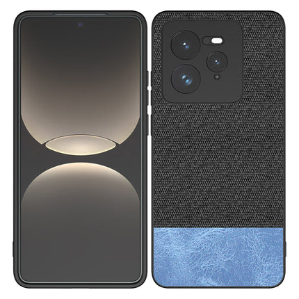 Mobizang Soft Fabric & Leather Hybrid Protective Back Cover for Realme GT 7 PRO | Shockproof Slim Hard Anti Slip Back Case (Black,Blue)