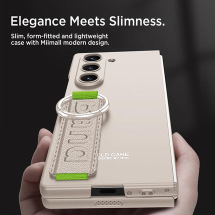 Mobizang Shockproof Protective Band Back Cover for Z Fold 6 | Wrist Strap Case Full Body Case (Titanium)