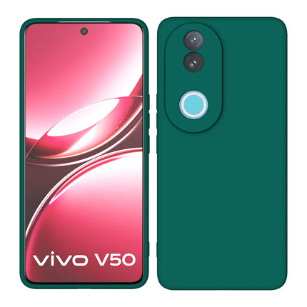 Mobizang Matte Protective Lens Flexible Back Cover for Vivo V50 / V50E 5G | Slim Silicone with Soft Lining Shockproof Full Body Bumper Case (Green)