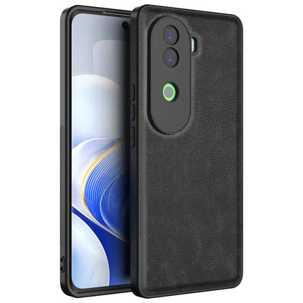 Mobizang Tux Leather Back Cover for Vivo V40E / iQOO Z9S | Slim Shockproof Camera Protection Bumper Case (Black)