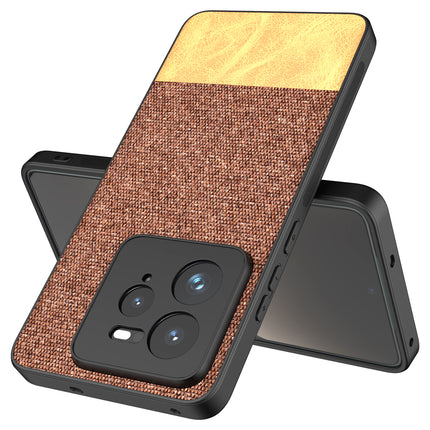 Mobizang Soft Fabric & Leather Hybrid Protective Back Cover for Realme GT 7 PRO | Shockproof Slim Hard Anti Slip Back Case (Brown)