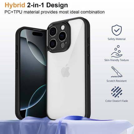 Mobizang Hawkeye Clear Back Cover for Apple iPhone 16 Pro Max | Camera Lens Protector Shockproof Slim Clear Case Cover (Black Sides)