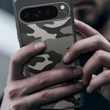 Mobizang Bull Camouflage Back Cover for Google Pixel 9 PRO XL | [Military Grade Protection] Shock Proof Slim Hybrid Bumper Case (Black)