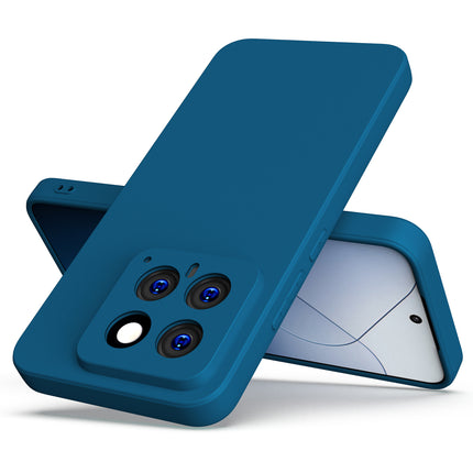 Mobizang Matte Protective Lens Flexible Back Cover for Xiaomi 14 (5G) | Slim Silicone with Soft Lining Shockproof Full Body Bumper Case (Blue)