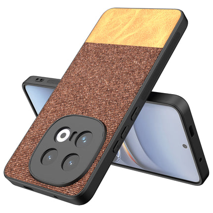 Mobizang Soft Fabric & Leather Hybrid Protective Back Cover for Iqoo 13 (5G) | Shockproof Slim Hard Anti Slip Back Case (Brown)