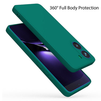 Mobizang Matte Protective Lens Flexible Back Cover for Poco X7 Pro 5G | Slim Silicone with Soft Lining Shockproof Full Body Bumper Case (Green)