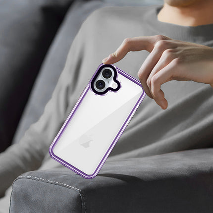 Mobizang Warrior Acrylic Clear Back Cover For Apple iPhone 16 Plus | Slim Shockproof [Military Grade Protection] Hybrid Bumper Case (Purple Sides)