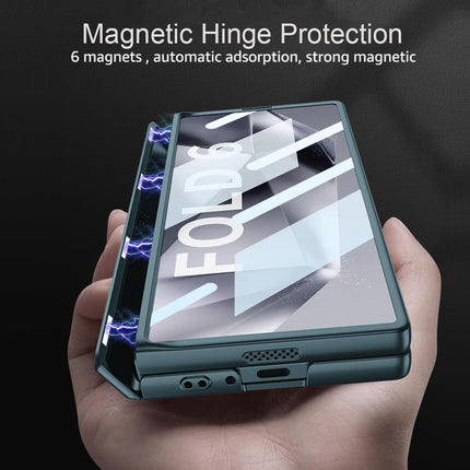 Mobizang Magnetic Hinge With Inbuilt Stand Case for Samsung Galaxy Z Fold 6 | Shockproof Stand Hybrid Bumper Back Cover (Green)