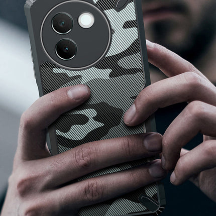 Mobizang Bull Camouflage Back Cover for Vivo V30E (5G) | [Military Grade Protection] Shock Proof Slim Hybrid Bumper Case (Black)