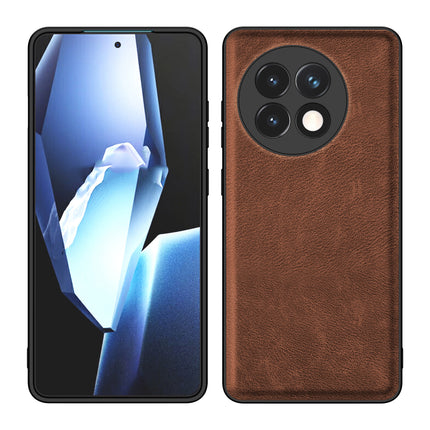 Mobizang Tux Leather Back Cover for OnePlus 13R | Slim Shockproof Camera Protection Bumper Case (Brown)