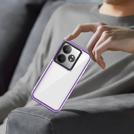 Mobizang Warrior Acrylic Clear Back Cover For Realme GT 6 / GT 6T | Slim Shockproof [Military Grade Protection] Hybrid Bumper Case (Purple Sides)