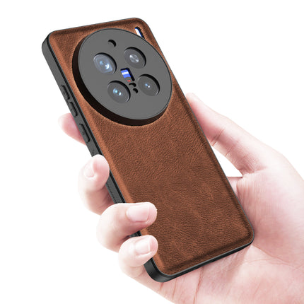 Mobizang Tux Leather Back Cover for Vivo X200 Pro (5G) | Slim Shockproof Camera Protection Bumper Case (Brown)