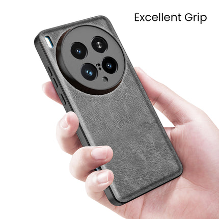 Mobizang Tux Leather Back Cover for Vivo X200 Ultra | Slim Shockproof Camera Protection Bumper Case (Grey)