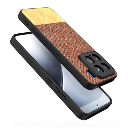 Mobizang Soft Fabric & Leather Hybrid Protective Back Cover for Xiaomi 15 5G | Shockproof Slim Hard Anti Slip Back Case (Brown)