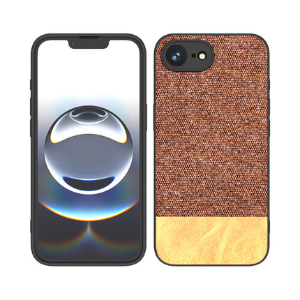 Mobizang Soft Fabric & Leather Hybrid Protective Back Cover for Apple iPhone 16E | Shockproof Slim Hard Anti Slip Back Case (Brown)