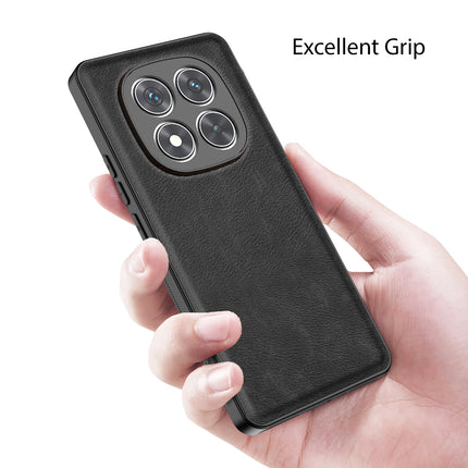 Mobizang Tux Leather Back Cover for Redmi Note 14 Pro Plus | Slim Shockproof Camera Protection Bumper Case (Black)