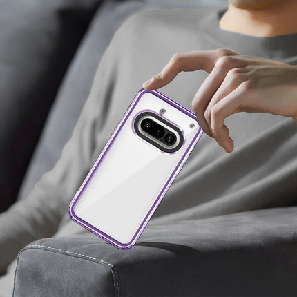 Mobizang Warrior Acrylic Clear Back Cover For Nothing Phone 3A 5G | Slim Shockproof [Military Grade Protection] Hybrid Bumper Case (Purple Sides)