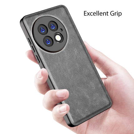 Mobizang Tux Leather Back Cover for OnePlus 13 | Slim Shockproof Camera Protection Bumper Case (Grey)