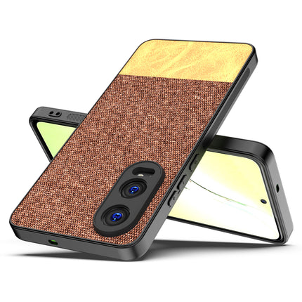 Mobizang Soft Fabric & Leather Hybrid Protective Back Cover for OnePlus Nord CE 4 Lite | Shockproof Slim Hard Anti Slip Back Case (Brown)
