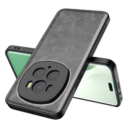Mobizang Tux Leather Back Cover for Honor Magic 6 PRO | Slim Shockproof Camera Protection Bumper Case (Grey)