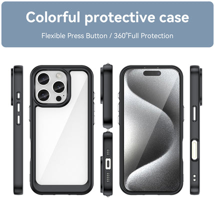 Mobizang Unicorn Acrylic Clear Back Cover For Apple iPhone 16 Pro | Slim Shockproof [Military Grade Protection] Hybrid Bumper Case (Black Sides)