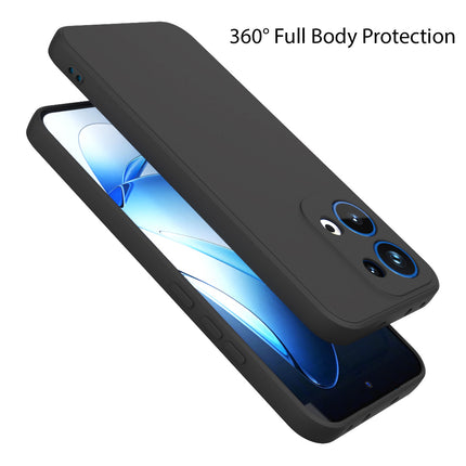 Mobizang Matte Protective Lens Flexible Back Cover for Oppo Reno 13 5G | Slim Silicone with Soft Lining Shockproof Full Body Bumper Case (Black)