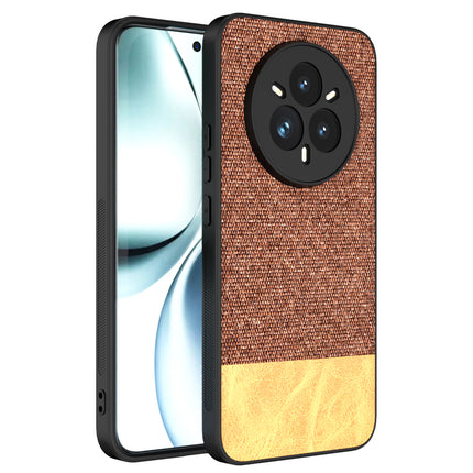 Mobizang Soft Fabric & Leather Hybrid Protective Back Cover for Realme 14 Pro+ (Plus) 5G | Shockproof Slim Hard Anti Slip Back Case (Brown)